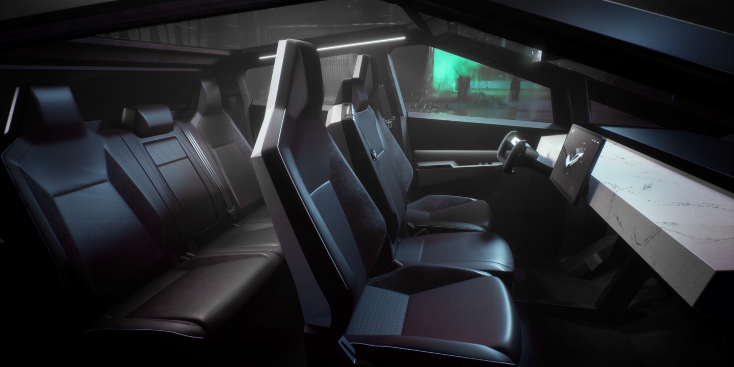 tesla cybertruck initial interior